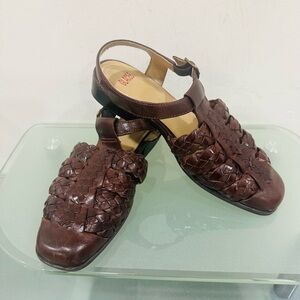 Glacée‎ Freedom Brown Soft Leather Shoes Braided Strap Sandals Size 9M